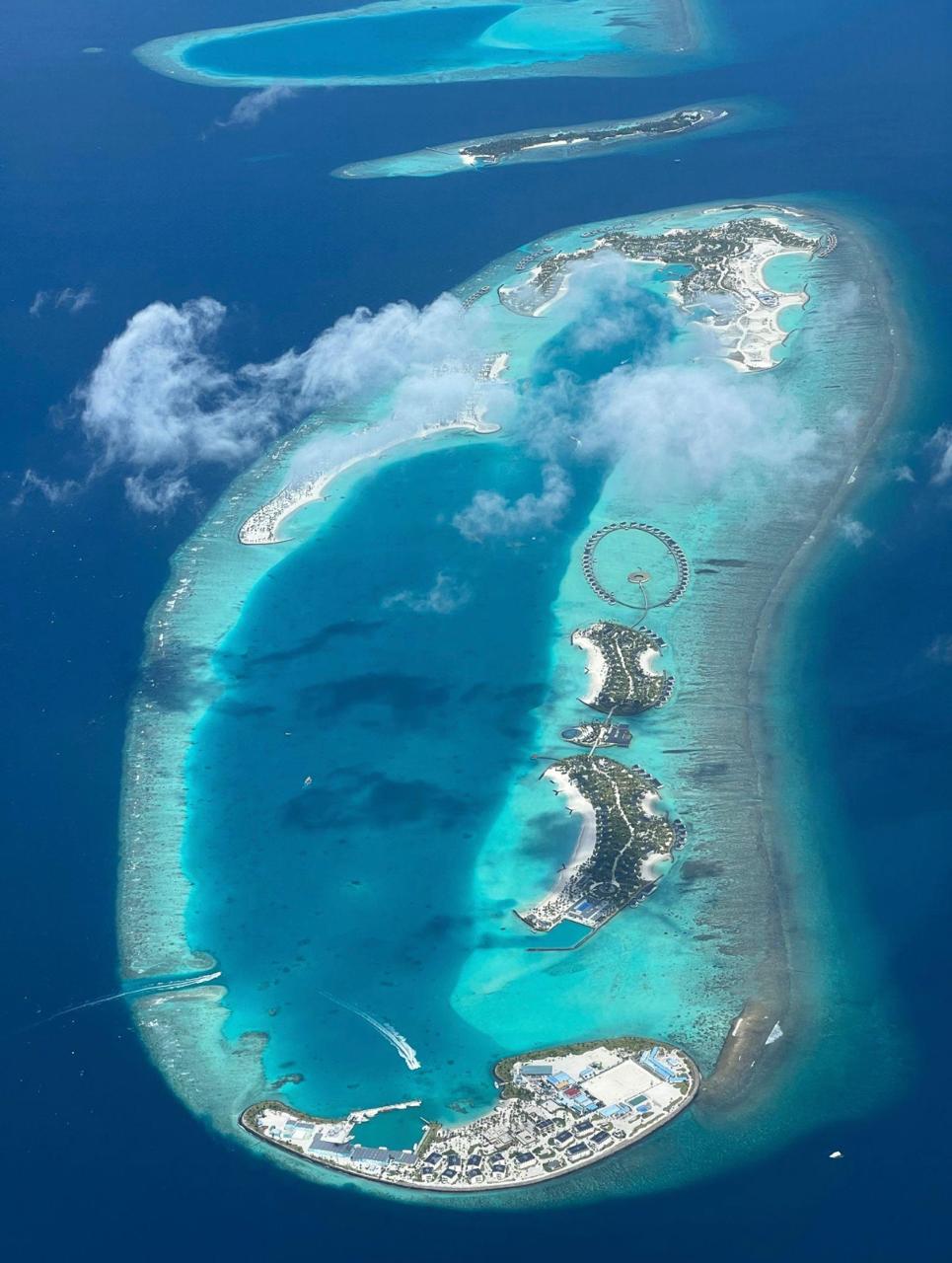 Aerial view of the Maldives islands